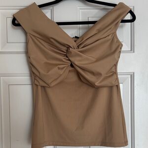 Ann Taylor Camel Twist Front Blouse